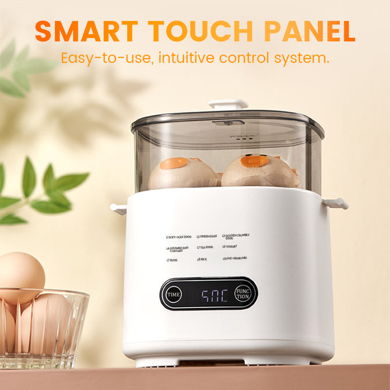 Mini Multi-Functional Egg Cooker – Smart Touch Panel, 6-Egg Capacity, Boils, Poaches, Scrambles & Steams