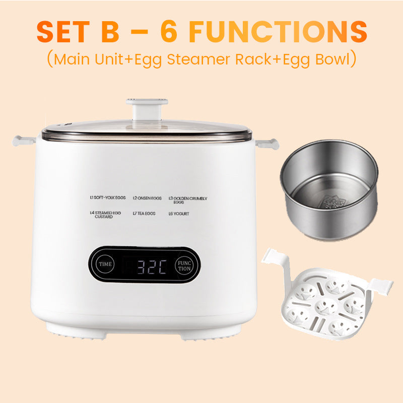 Mini Multi-Functional Egg Cooker – Smart Touch Panel, 6-Egg Capacity, Boils, Poaches, Scrambles & Steams