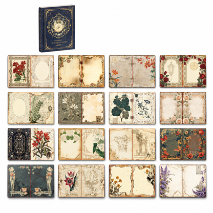 Vintage European Style Hardcover Journal Notebook with Hollow Out Cover Gold Foil Accents and Color Illustrated Pages